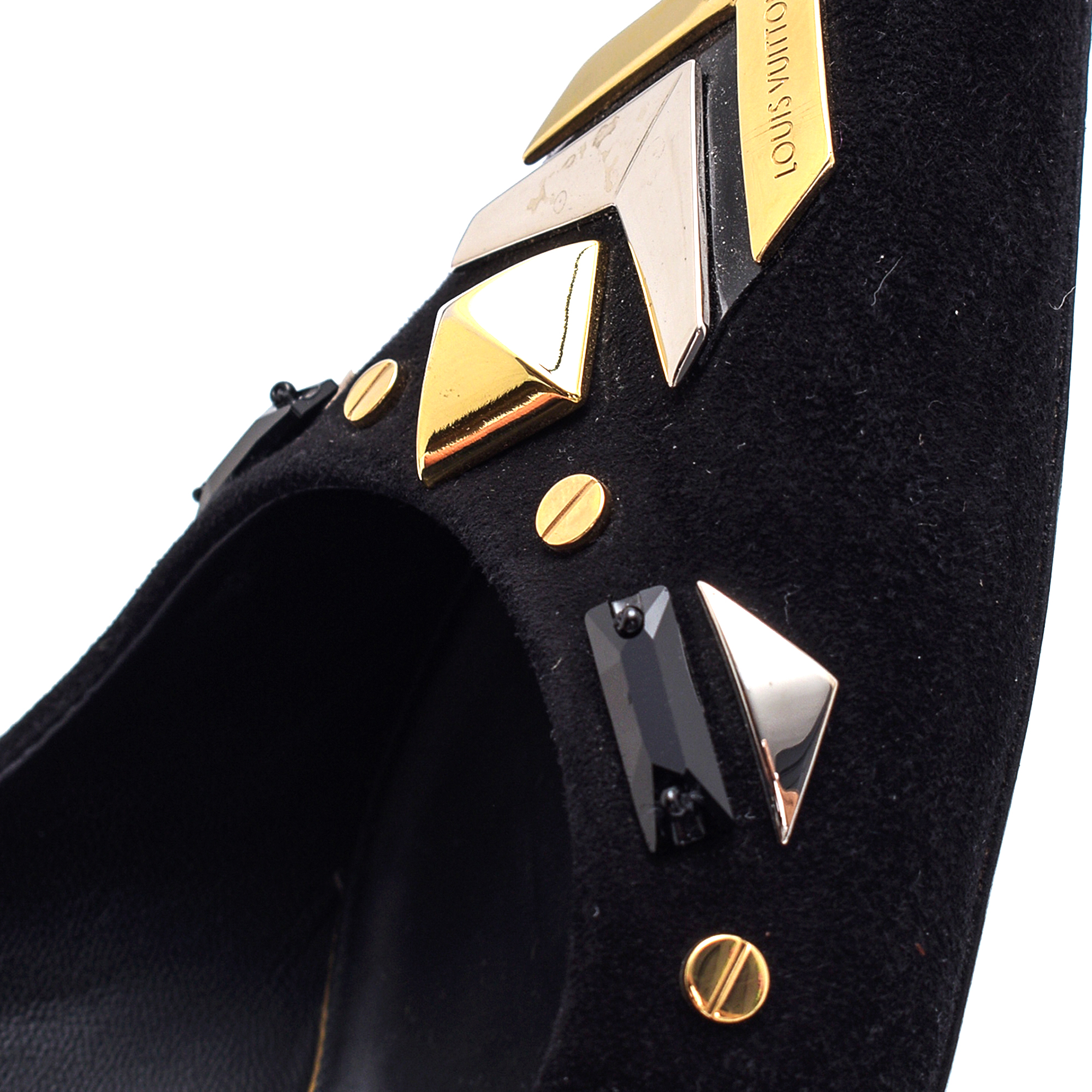 Louis Vuitton - Black Suede Studded Pumps